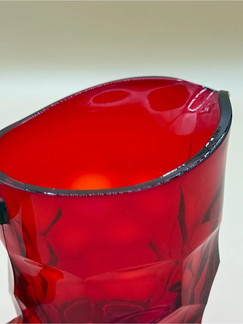 Vintage Viking Glass Georgian Ruby Red Amberina Covered Sugar & Creamer GLOWS
